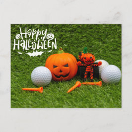 Golf Happy Halloween mit Pumpkin und Golf Ball Postkarte