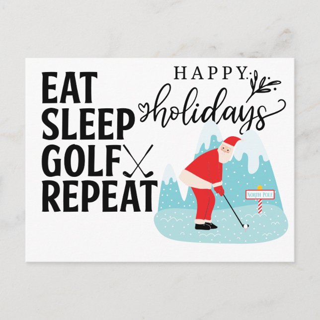 Golf Happy Holiday Eat Sleep Golf Wiederholung San Postkarte (Vorderseite)