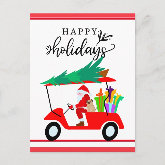 Golf Happy Holiday mit Weihnachten Postkarte (Vorderseite)