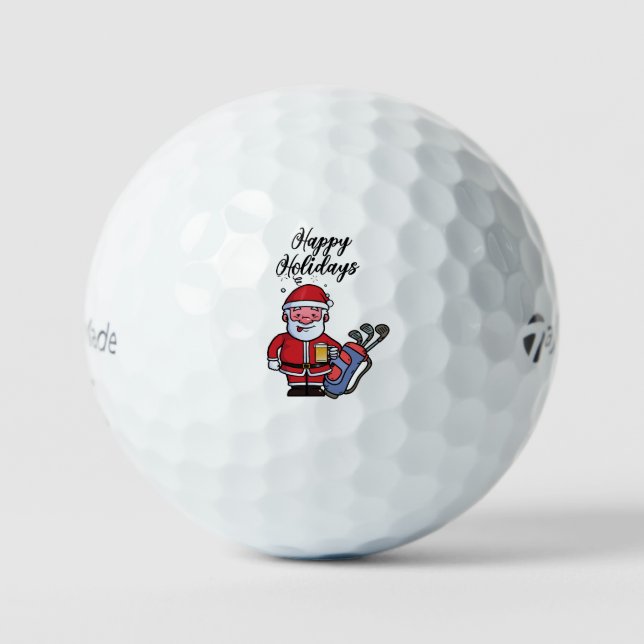 Golf Happy Holiday mit Weihnachtsmann Golf Golfball (Vorderseite)