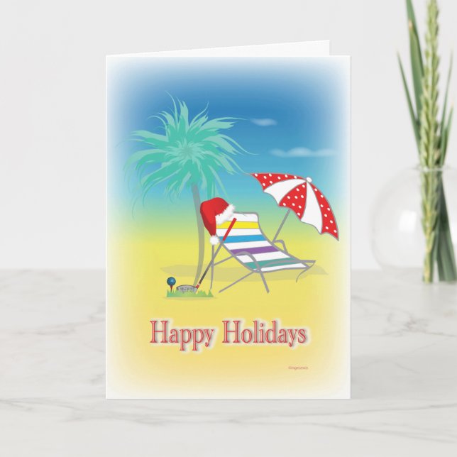 GOLF Happy Holidays Weihnachtsmannmütze Funny Card Karte (Vorderseite)