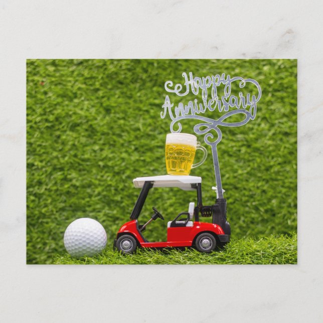 Golf Happy Jubiläum zum Golfer Postkarte (Vorderseite)