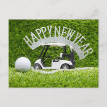 Golf Happy New Year auf grünem Gras für Golfer