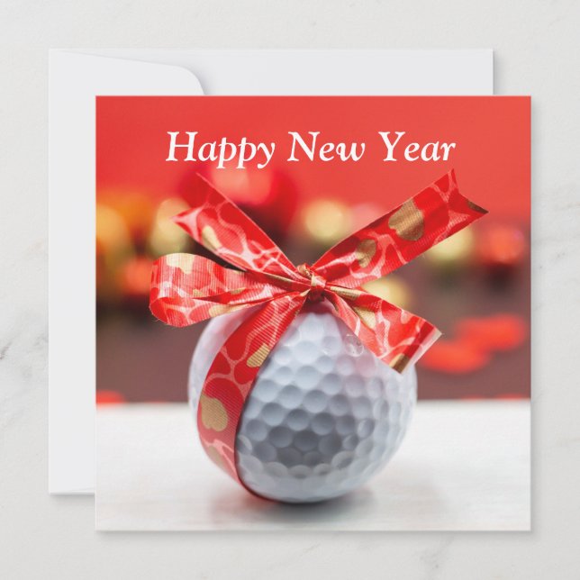 Golf Happy New Year mit Ball und Red-Glücksband (Vorderseite)