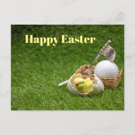 Golf Happy Oster mit Huhn und Golfball Feiertagspostkarte