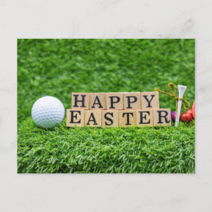 Golf Happy Oster to Golfer mit Kugel auf Grün Postkarte