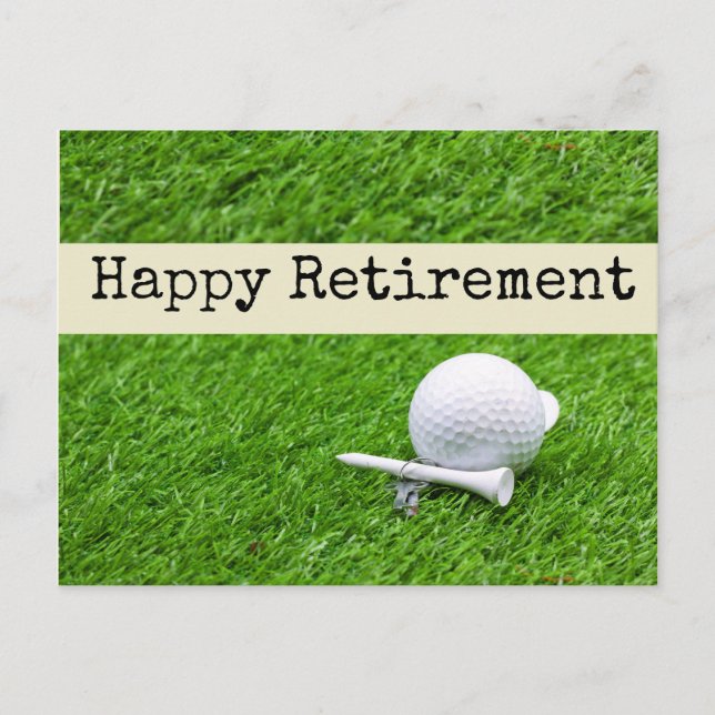 Golf Happy Pension mit Golf Ball und Tee Postkarte (Vorderseite)