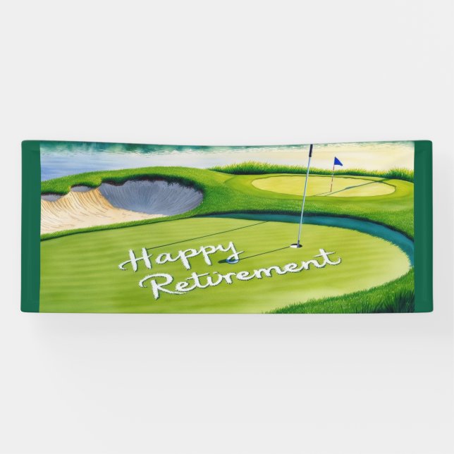 Golf Happy Rente mit Golfball auf Grün Banner (Horizontal)