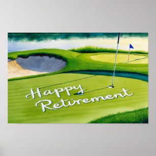 Golf Happy Rente mit Golfball auf Grün Poster