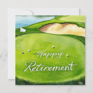 Golf Happy Retirement mit Golfflagge auf Grün Feiertagskarte