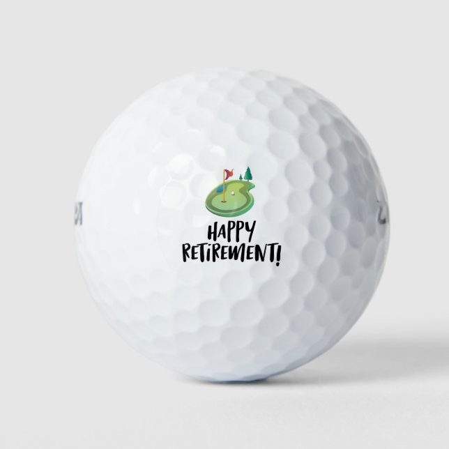 Golf Happy Retirement mit Golfflagge auf Grün Golfball (Vorderseite)
