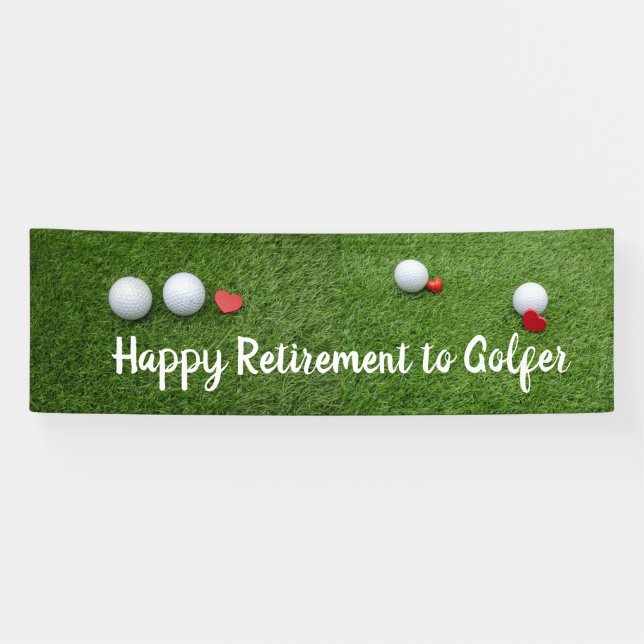 Golf Happy-Ruhestand-Golfball mit Liebe auf Grün Banner (Horizontal)