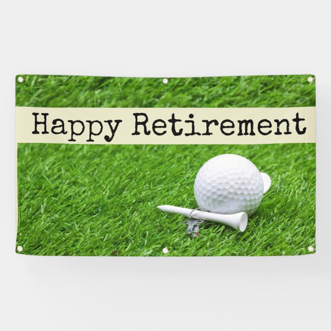 Golf Happy Ruhestand mit Golfball und Abschlag Banner (Horizontal)