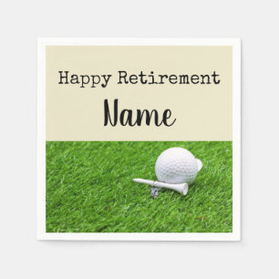 Golf Happy Ruhestand mit Golfball und Abschlag Serviette