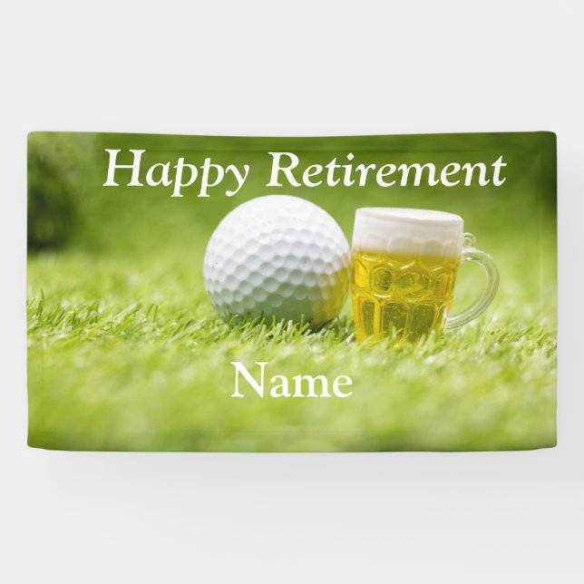 Golf-Happy-Ruhestand mit Golfball und Bier  Banner (Horizontal)