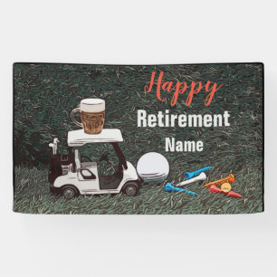 Golf Happy-Ruhestand mit Name Biergolfwagen  Banner