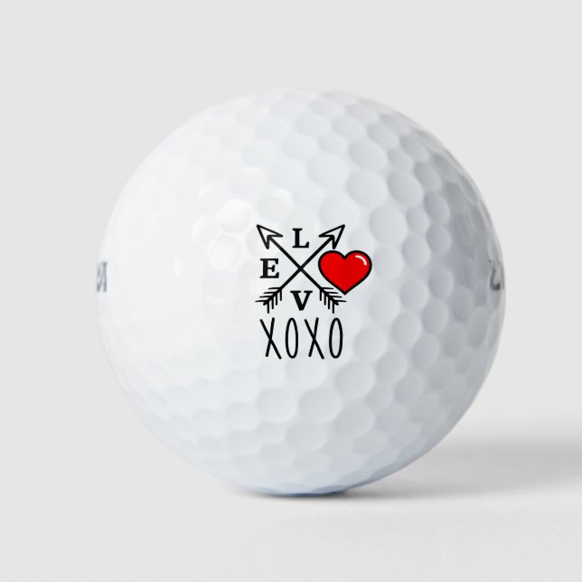 Golf Happy Valentine's Day Liebe Sie mit rotem Her Golfball (Vorderseite)