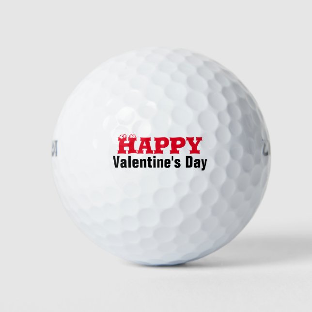 Golf Happy Valentine's Day mit Funny Face Briefen Golfball (Vorderseite)