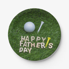 Golf Happy Vatertag mit Golfball und Abschlag Pappteller