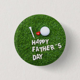 Golf Happy Vatertag mit Golfball und Tee Button
