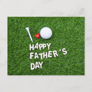 Golf Happy Vatertag mit Golfball und Tee Postkarte