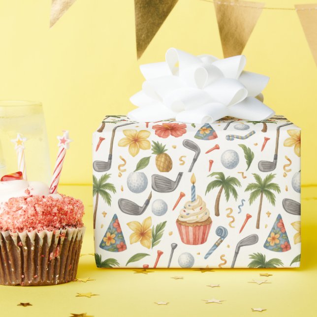Golf Hawaii thematisch für das Hawaiian Golfer Par Geschenkpapier (Geburtstagsparty)