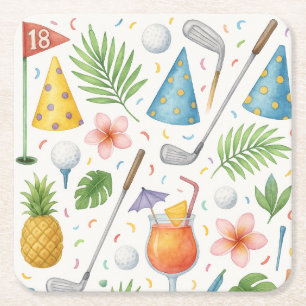 Golf Hawaii thematisch für das Hawaiian Golfer Par Rechteckiger Pappuntersetzer