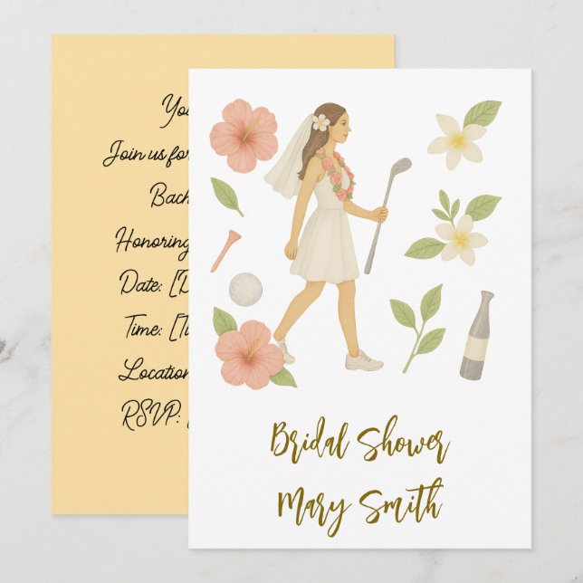 Golf Hawaiian thematische Hochzeit für Golfer Love Einladung (Vorne/Hinten)