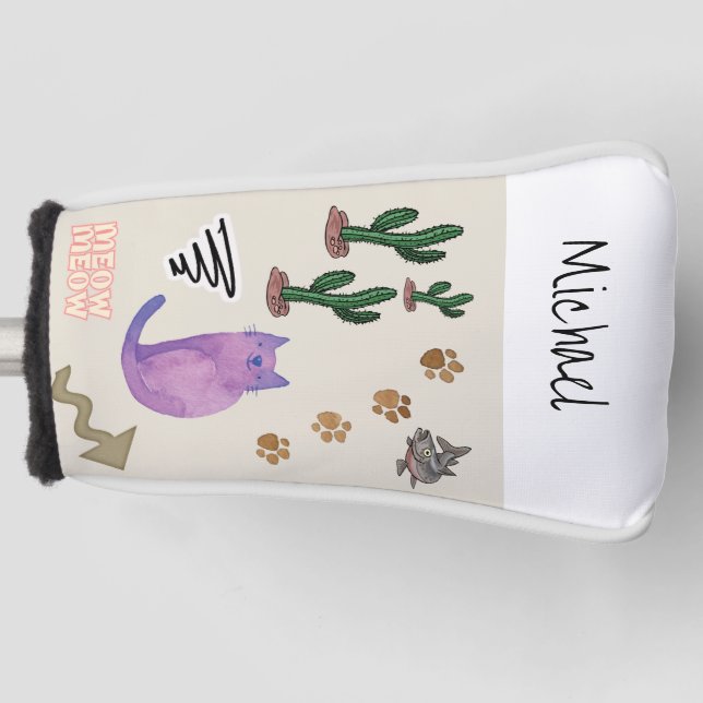 Golf Head Cover Cat Fish Cactus Meow Paws Headcover (Vorderseite)