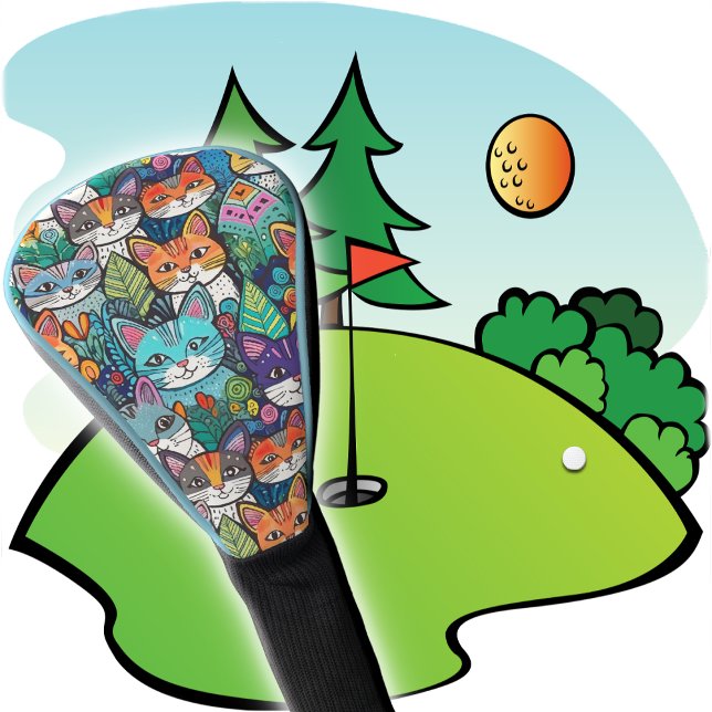GOLF HEAD COVER - I Love Golf... and Cats, Too!! Golf Headcover (Von Creator hochgeladen)