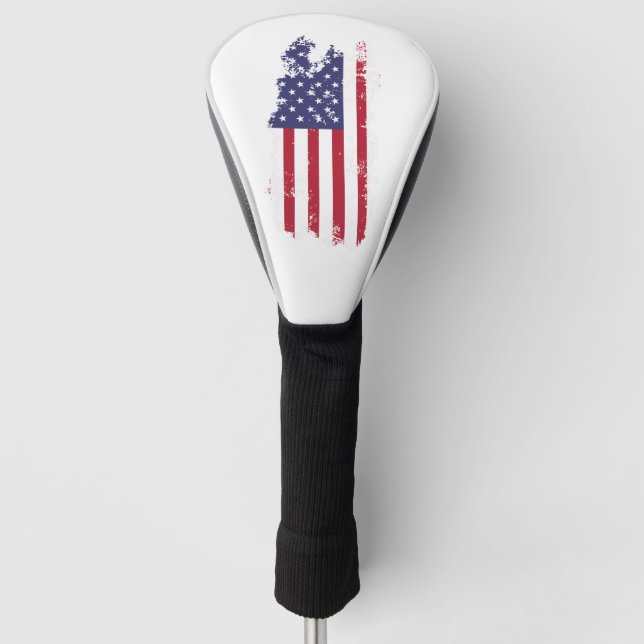 *~* Golf Head Cover Patiotic Grunge USA Flag Golf Headcover (Vorderseite)