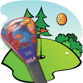 GOLF HEAD COVER - Patriotic Eagle + USA & Monogram Headcover
