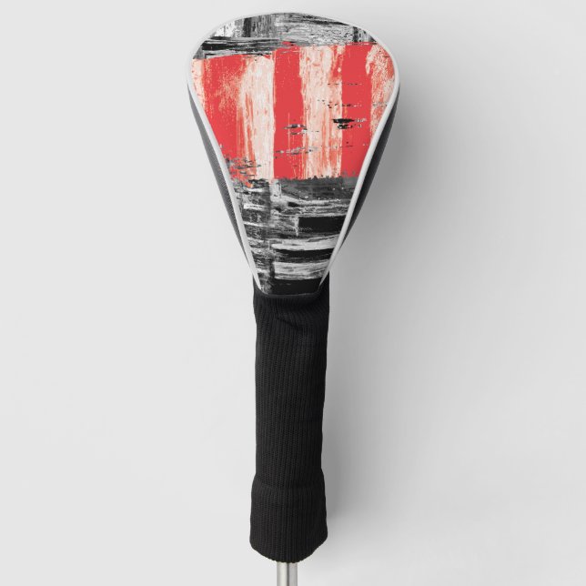 Golf Head Cover – Red Pulse Abstract Design Golf Headcover (Vorderseite)