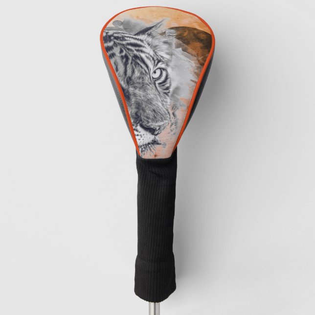 Golf Head Cover TIGER UND SCHWARZER MOON Headcover (Vorderseite)