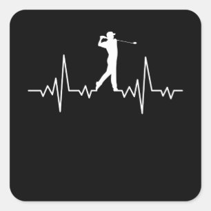 GOLF HEARTBEAT Golfkleidung Frauen Männer Kinder Quadratischer Aufkleber