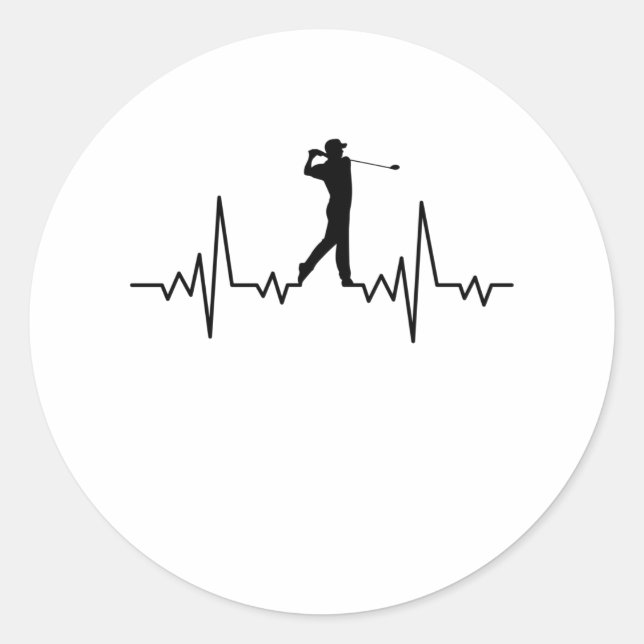GOLF HEARTBEAT Golfkleidung Frauen Männer Kinder Runder Aufkleber (Vorderseite)