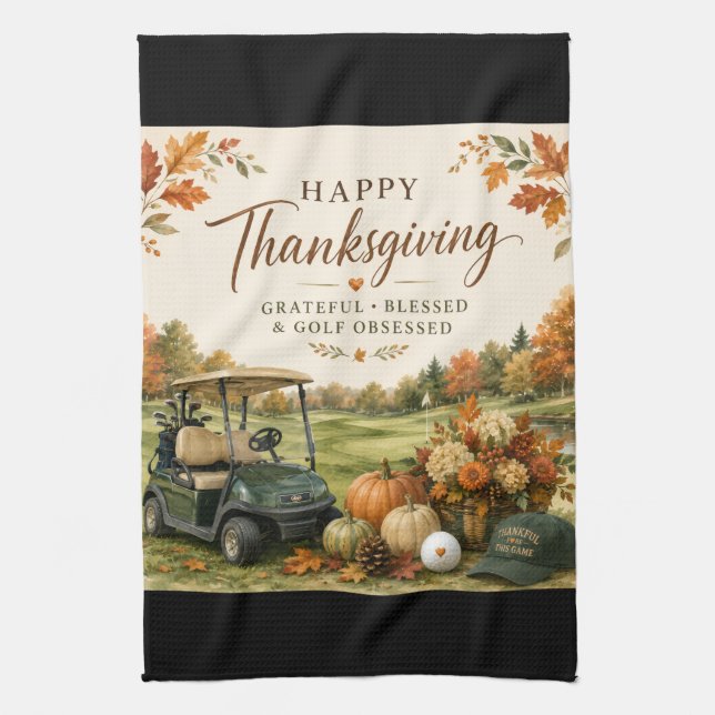 Golf Herbstliches Golfplatz-Design für Golfer  Geschirrtuch (Vertikal)