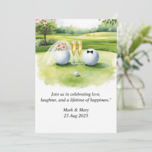 Golf-Hochzeit Aquarell-Thema Einladung
