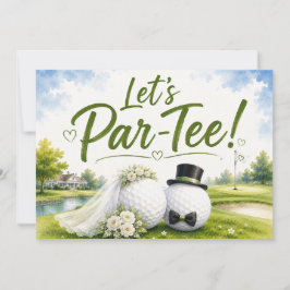 Golf-Hochzeit Braut & Bräutigam Aquarell-Design Einladung