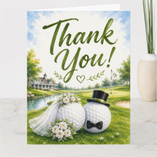 Golf-Hochzeit Braut & Bräutigam Danke