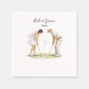 Golf-Hochzeit Braut und Bräutigam auf Putting Gree Serviette
