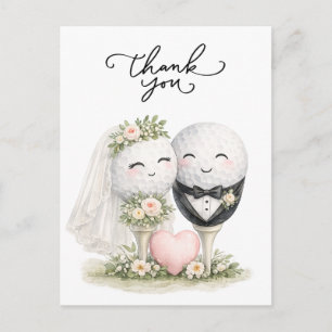 Golf-Hochzeit Braut und Bräutigam Postkarte