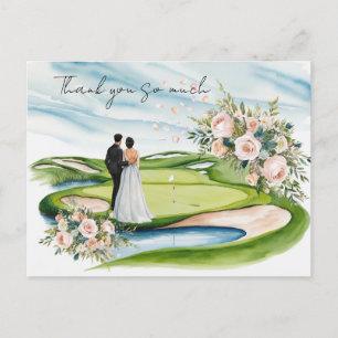 Golf Hochzeit danke Karte Golfplatz Aquarell