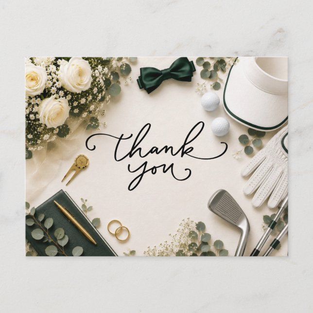 Golf-Hochzeit Danke  Postkarte (Vorderseite)
