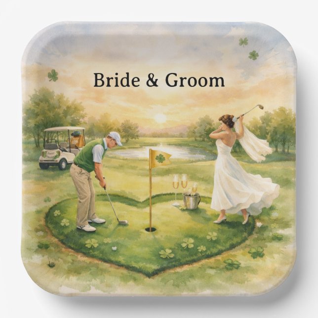 Golf Hochzeit Glücklich verliebt St. Patrick's Day Pappteller (Vorderseite)