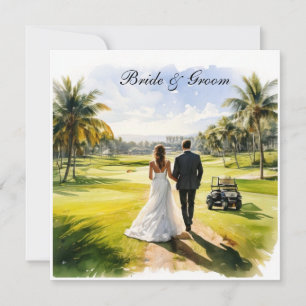 Golf-Hochzeit mit Braut und Bräutigam Florida-Them Einladung