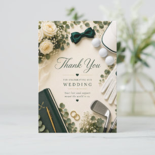 Golf-Hochzeit mit Text auf dem Golfplatz Dankeskarte