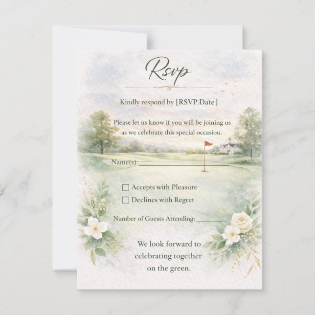 Golf-Hochzeit RSVP-Karte | Für immer Abschlag RSVP Karte (Vorderseite)