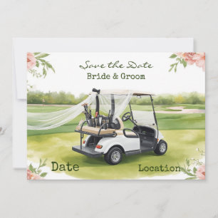 Golf-Hochzeit Save-the-Date mit Liebe Golfer Einladung