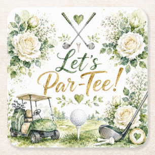 Golf-Hochzeitsblumen Let's Par Tee  Rechteckiger Pappuntersetzer